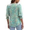 Women's Clothing, Spring, Loose, Casual, Printed, Seven Quarter Sleeves, Round Neck, T-shirt, Top