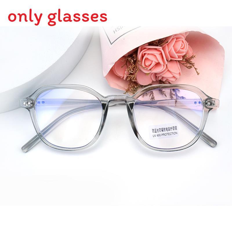 

Geometric Round Face Glasses Frame With Blue Light Blocking For Women And Teens Gray