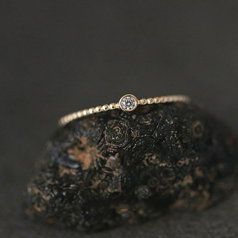 S925 Sterling Silver Adjustable Open Bean Ring with Zircon, Light Luxury Design for Women