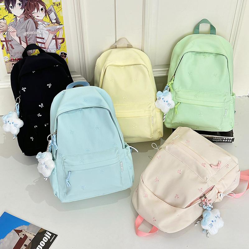 Zaino Scolastico Ragazza Semplice Versatile Zaino Studente Universitario Studente Scuola Media Zaino Carino Ricamato con Fiocco Zaino da Viaggio