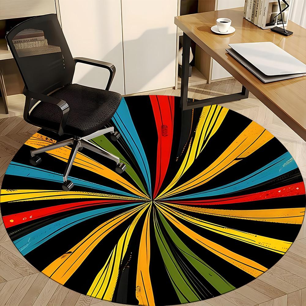 1PC Color Wheel Office Round Area Rug, Mat Suitable For Office, Under Office Chairs Bedroom Living Room Home Decor, Room Deco