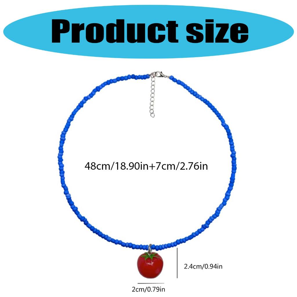 Handgefertigte Fruchtperlenkette Verstellbare Länge Halskette Bunte Perlen Schlüsselbeinkette für Strand- und Urlaubskleidung