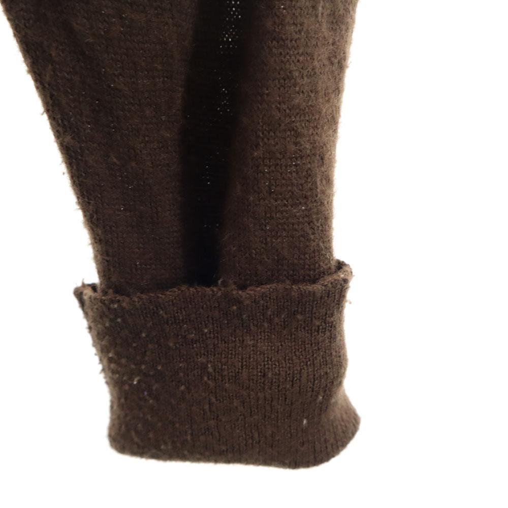 VINTAGE 70s 80s Border Pattern Long sleeve Polo sweater M Brown etc knit Men's Used