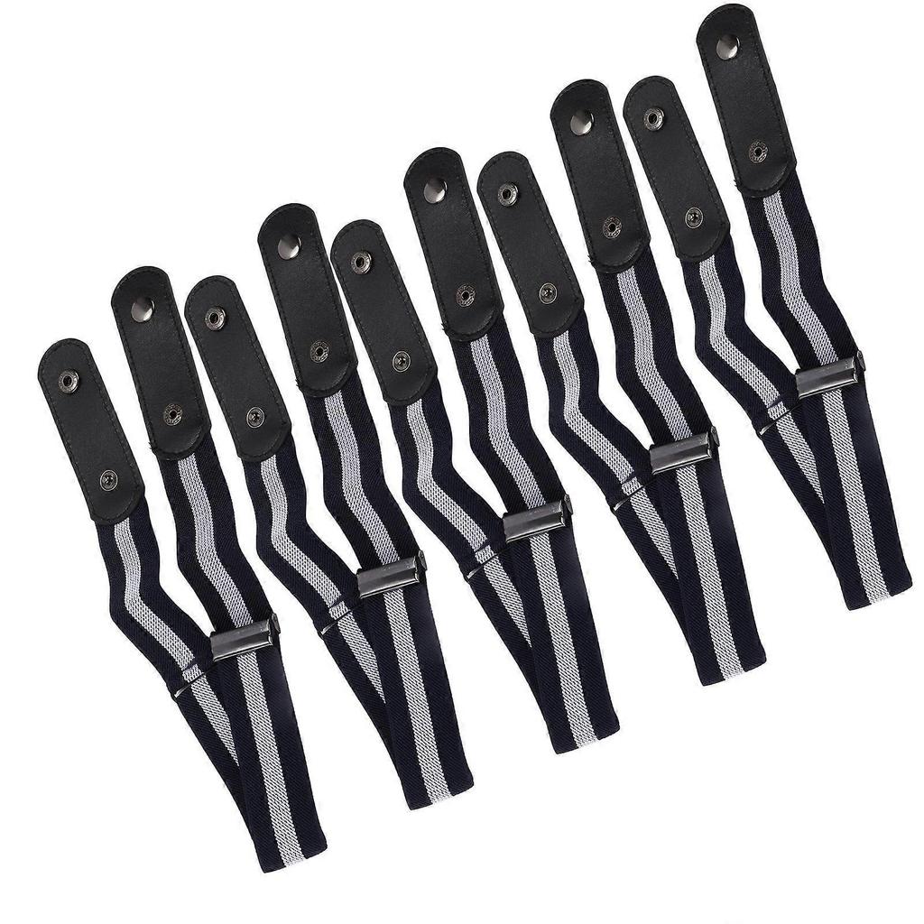 Lot de 5 Ceintures sans boucle Perforation libre Sans renflement Sans tracas Ceinture en sangle pour accessoires de pantalon(Rayure Bleue et Blanche )