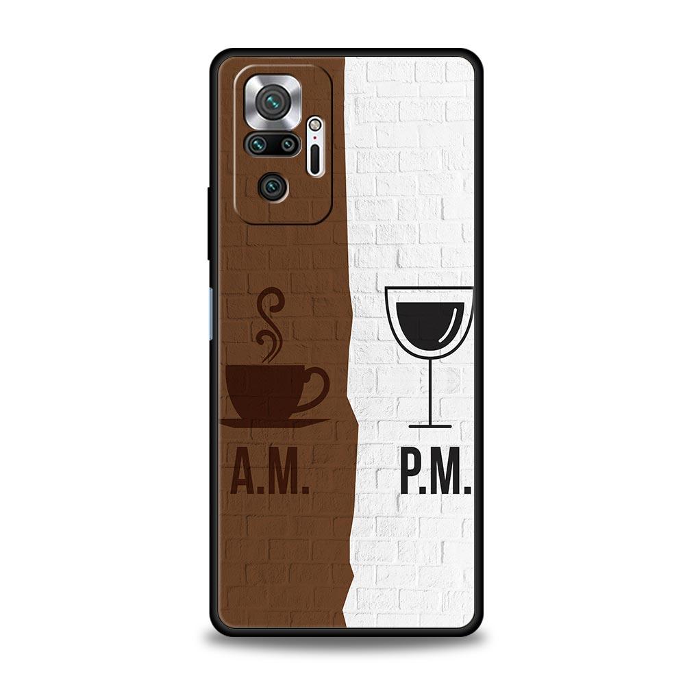 Fashion Coffee Wine Cup Phone Case For Xiaomi Redmi Note 10 11 9 8 Pro 10S 9S 7 8T 9T 9A 8A 9C K40 Gaming 11T 5G Soft Back Cover