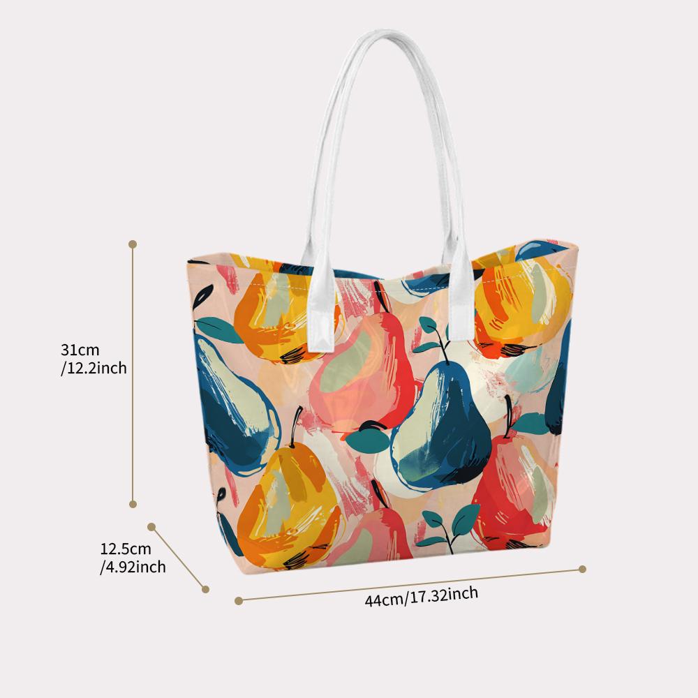 Stylish Fruit Pattern Tote Bag Casual Daily Shoulder Bag for Shopping Travel Commute