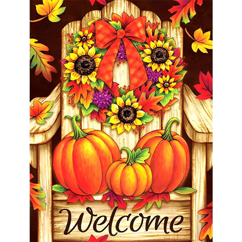 

5D DIY Full Circle Diamond Painting Pumpkin and Chair Embroidery Cross Stitch Home Decor Gift 20x30cm