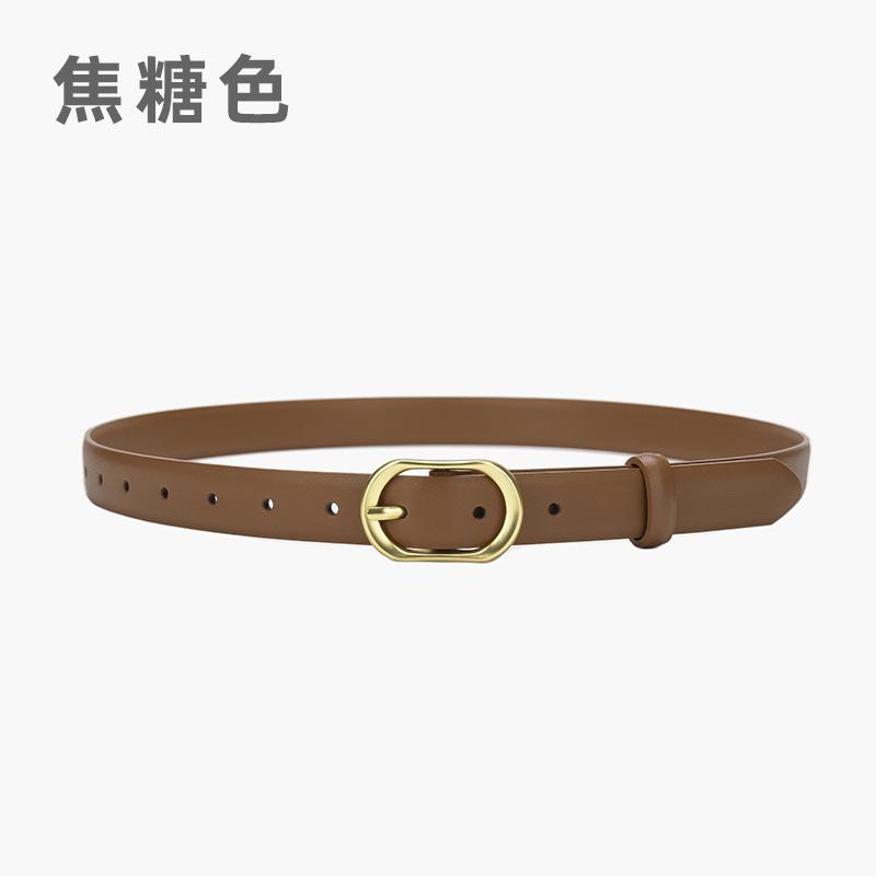 Simple Oval Buckle Pin Buckle Women'S Belt Leather Decorative Suit Skirt Women'S Belt Women