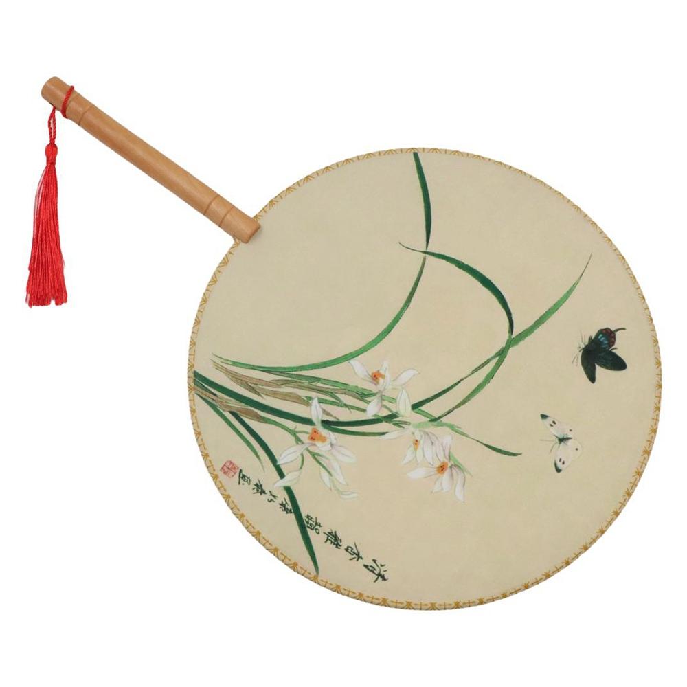 With Tassels Pendant Chinese Style Fan Floral Pattern Tuan Fan Silk Fan  Photography Prop