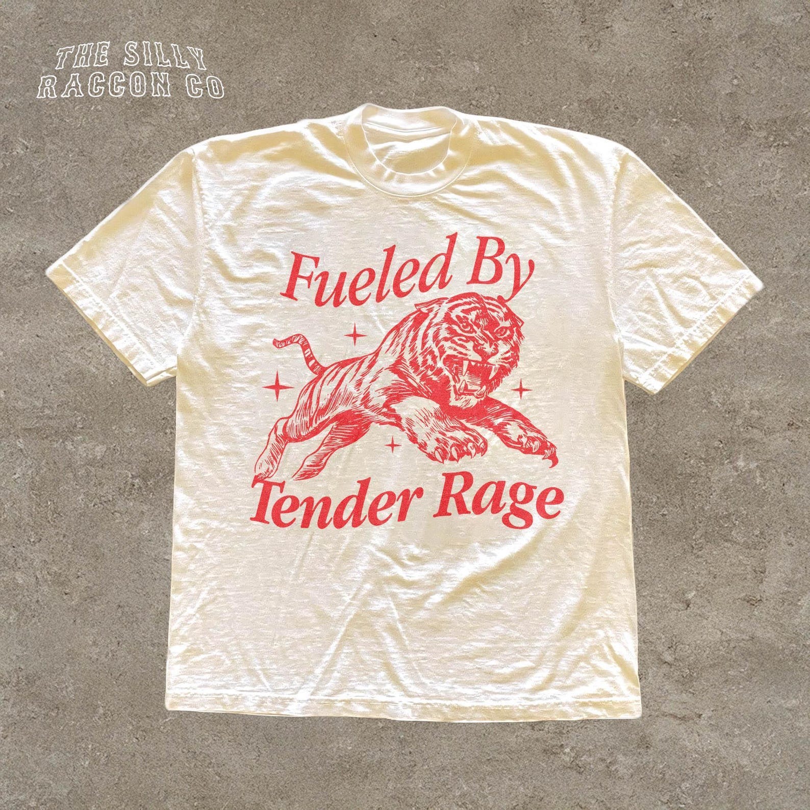 Vintage Tiger Rage T-shirt | Fueled By Tender Rage | Y2K Aesthetic | Tattoo Style Shirt | Retro Animal Graphic | Statement Quote Tee 4XL