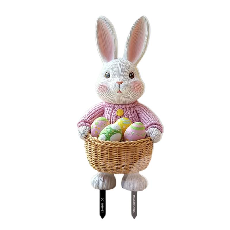 

Easters Garden Stake Colorful Rabbit Eggs Sculpture Yard Decoration for Spring Celebration Weather Proof Ornament 1