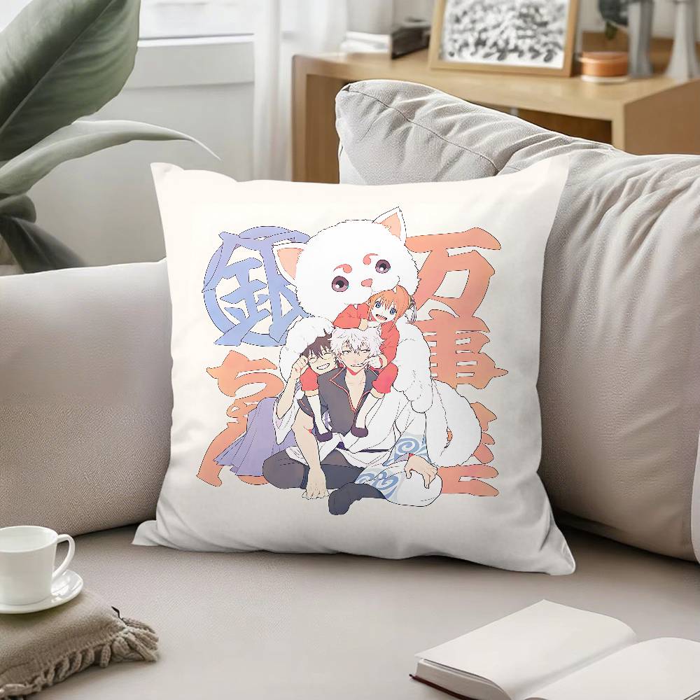 Anime GGintama Pillow Case Pattern Printed Pillowcase For Living Room Sofa Cushion Cover Bedroom Decor