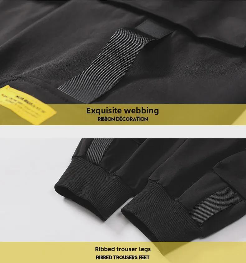 Men’s Fashionable Cuffed Overalls: Trendy Nine-Point Loose Harem Pants for Youth