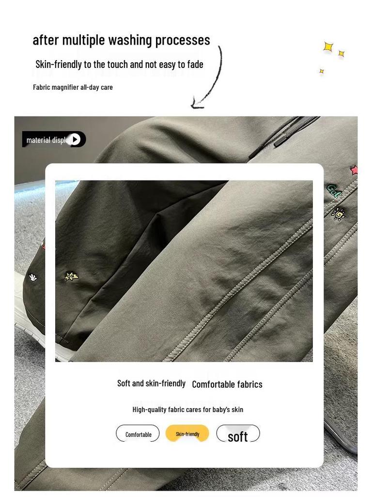 Boys' Fleece-Lined Warm Casual Pants - Thick, Versatile, Loose Fit for Autumn & Winter