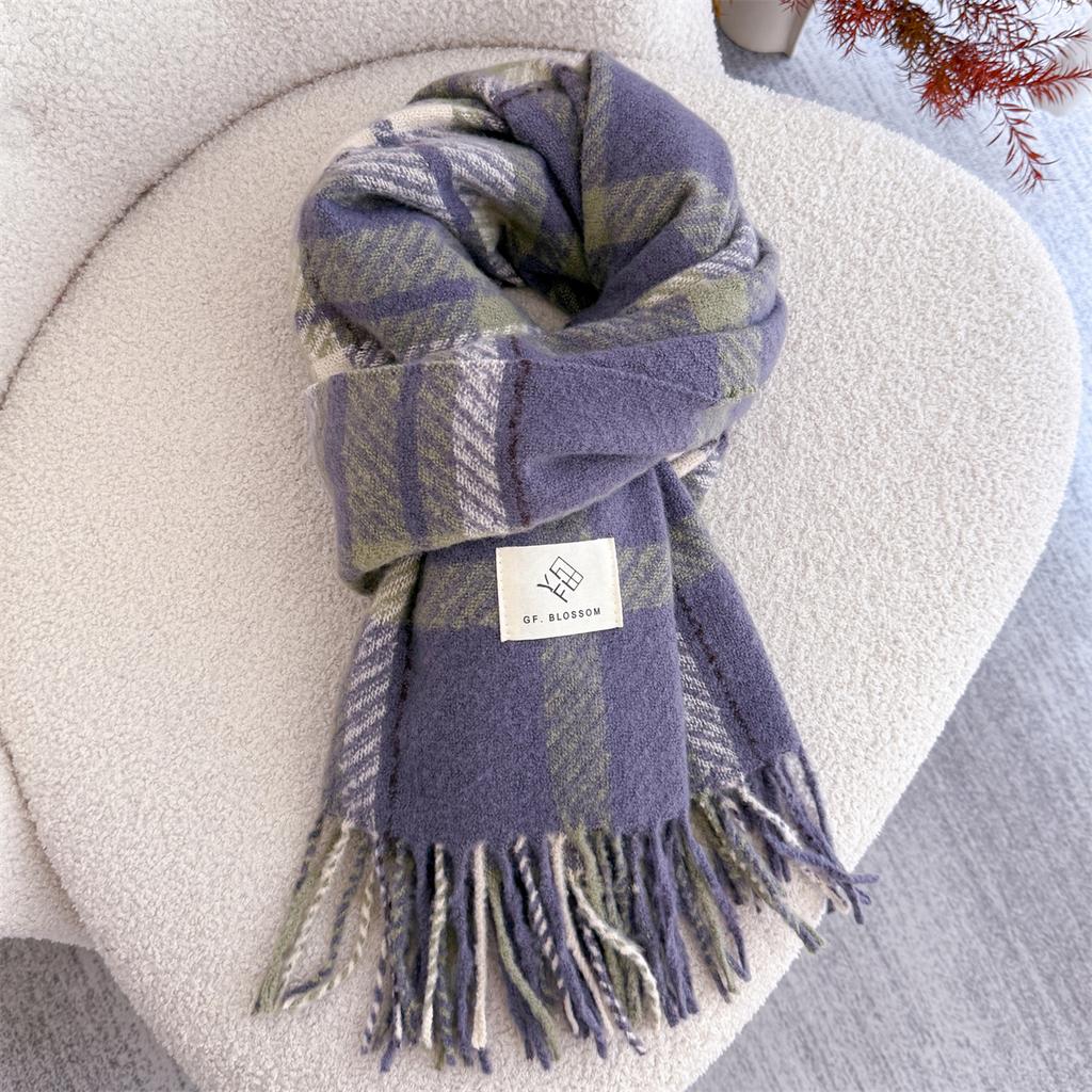 Luxury Plaid Scarf Winter Warm Cashmere Women Long Pashmina Foulard Female Scarves Lady Tassel Shawl Wraps Design New