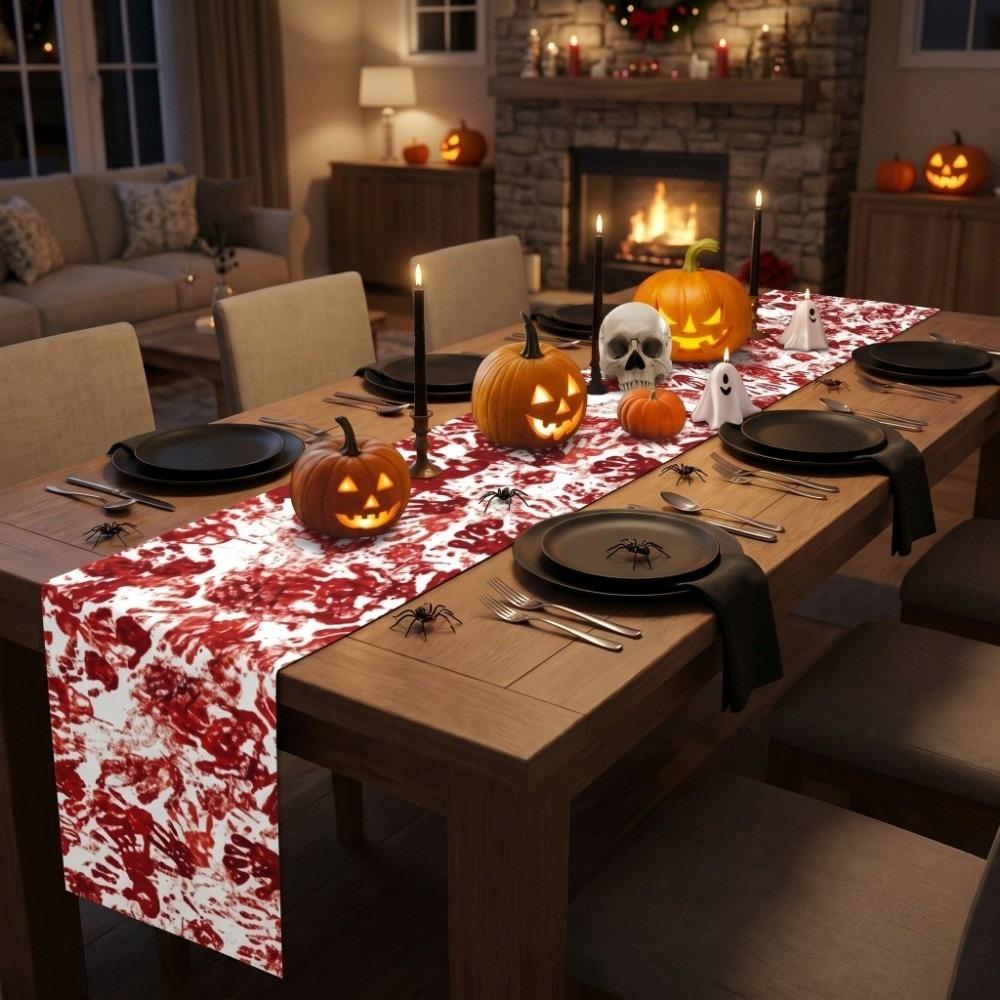 Bloody Halloween Decorative Tablecloth Handprint Table Cover Scary Placemat Halloween Party