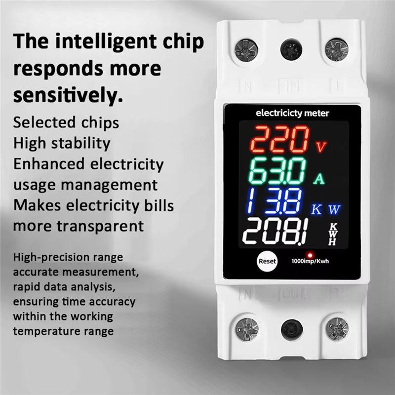 SHGO-ZS-6035VAKW Digital Energy Meter AC30-400V Electricity Usage Monitor Din Rail Voltmeter Ammeter Watt Kwh Frequency