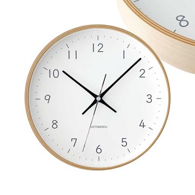 KATOMOKU Sperrholz-Uhr 22 Schwarz km-121BK Wanduhr, schleichende Sekunde, 25cm Durchmesser (Quarzuhr)