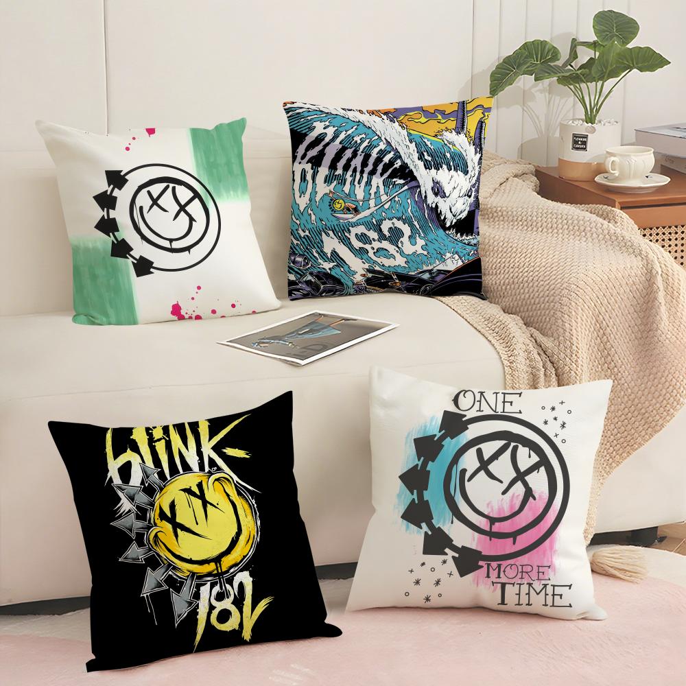 Famous Punk Band B-Blink-182 Cushion Cover Short Plush Double-Sided Print Square Throw Pillow Covers Sofa Home Cushion Decor