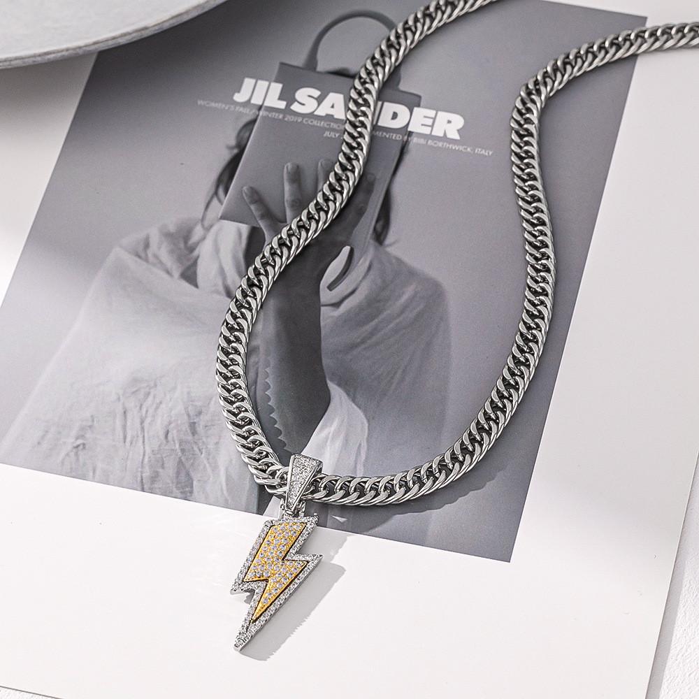 Lightning Chain Necklace Copper Microinlaid Geometric Jewelry For Street Dance Styles
