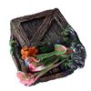 Aquarium Resin Decoration Innovative Simulation Landscaping Hollow Design Wooden Box Shape Fish Tank Decoration for Home