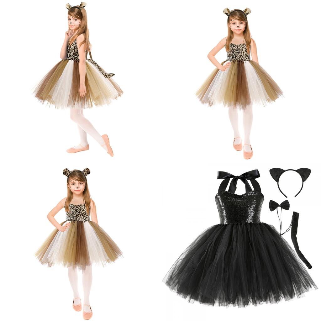 Adorable Leopard Giraffe Tiger Cosplay Costume Set For Girls