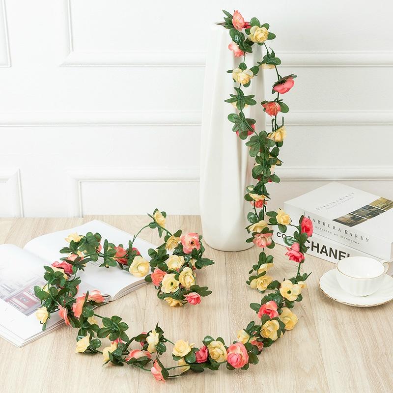 2.5m Rose Artificial Silk For Wedding Garland  Fake Plant Flowers Vine Home Room Wedding Wall Hanging Garden Arch DIY Decoration