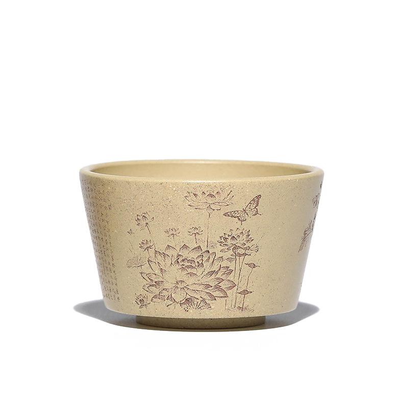 

70 мл чашка для чая Yixing Purple Sand ручной работы с гравировкой Lotus Master Cup, маленькая дегустационная чайная чаша Chazhan Puer, кружка, китайский чайный сервиз Zisha