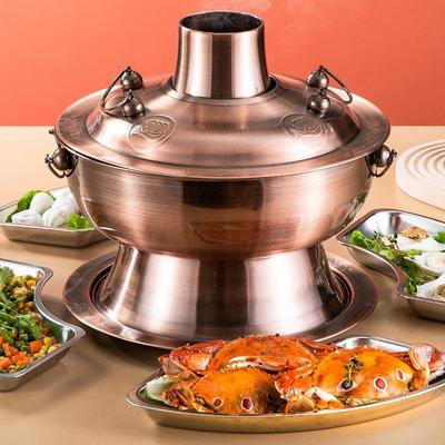 Traditional Old-Style Purple Copper Hot Pot for Mutton Shabu-Shabu, Charcoal Edition for Home & Outdoor Use