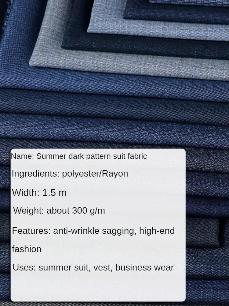 100x150cm Dark Patterned Thin Anti-wrinkle Suit Fabric for Clothes Vest Trousers Sewing Checkered Striped Cloth Black Blue