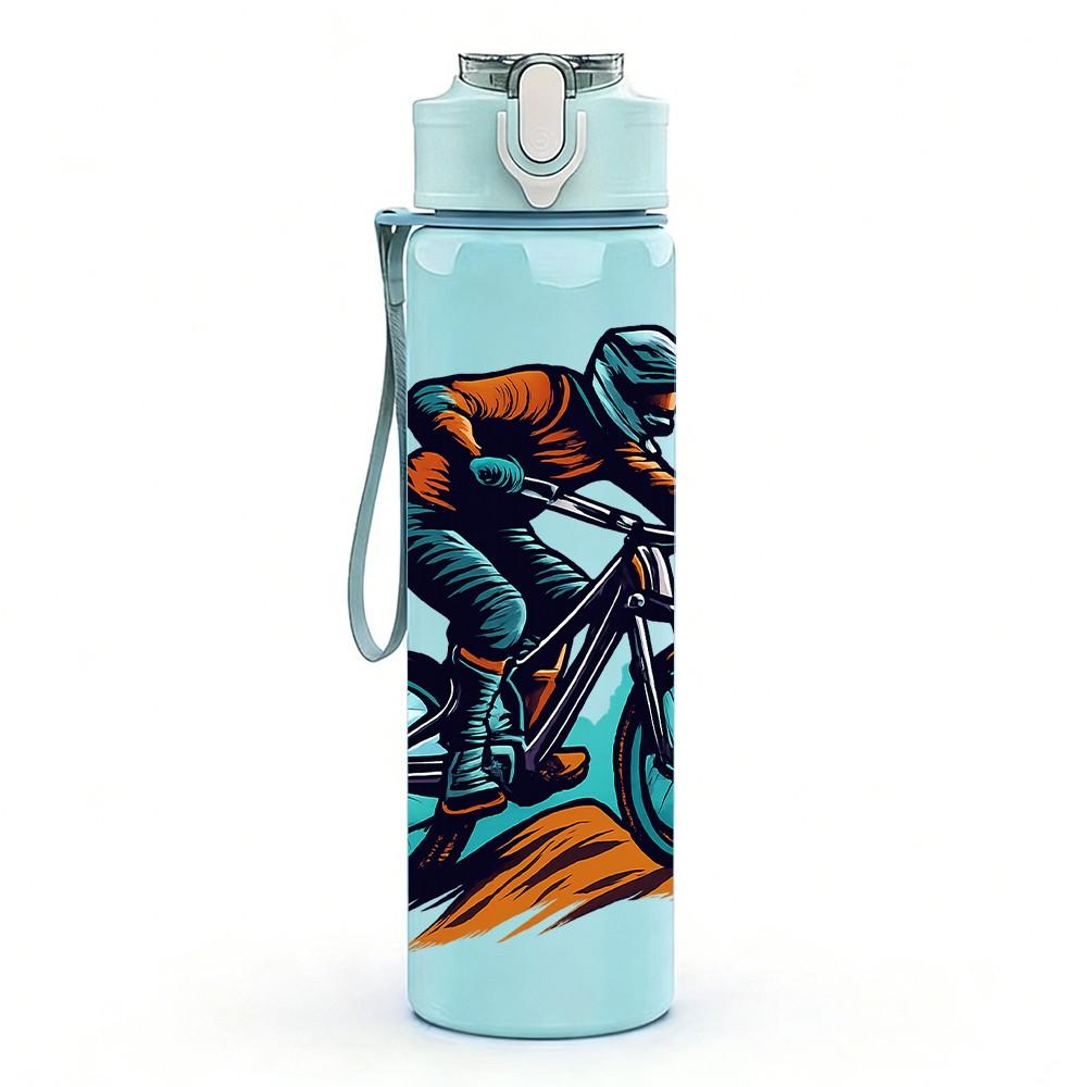 1PC Mountain Bicycle Rider 750ml Color Plastic Sports Water Bottle Leakproof Flip Straw Lid Suitable for Sports Office Home Use