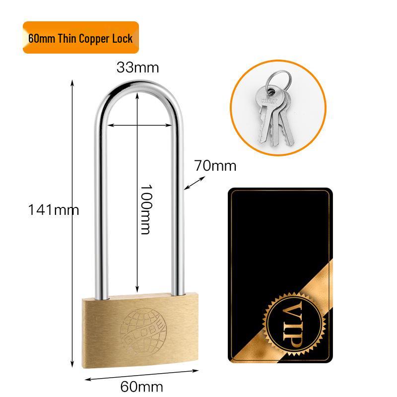 Extra Long Shackle Padlock 30mm Copper with 3 Keys for Cabinets and Doors