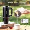 FUGURNG BESTJOY Insulated Mug, Large Capacity Ice Cup, Cold-Keeping Cup, 316L Stainless Steel with Handle, Dual-Use 1000ml Car Water Bottle