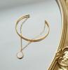 18K Gold-Plated Double-Layer Titanium Steel Bracelet with White Mother-of-Pearl Shell