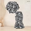 Women Plus Size Printed Round Neck Batwing Sleeve Ruffle Hem Top Fishtail Skirt Two Piece Set