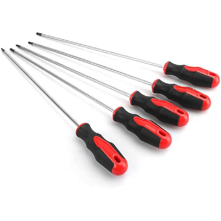 

Сверхдлинный набор отверток Torx, 5 шт. T15-T30 Магнитные отвертки Длина стержня 12 /300 мм Общая длина 16 /400 мм Защита от несанкционированного доступа Сталь S2