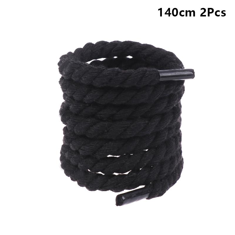 2Pcs Round Thick Rope Laces Polyester Cotton Solid Color Laces 0.8Cm Diameter 120/140/160Cm Length Bold Shoelaces