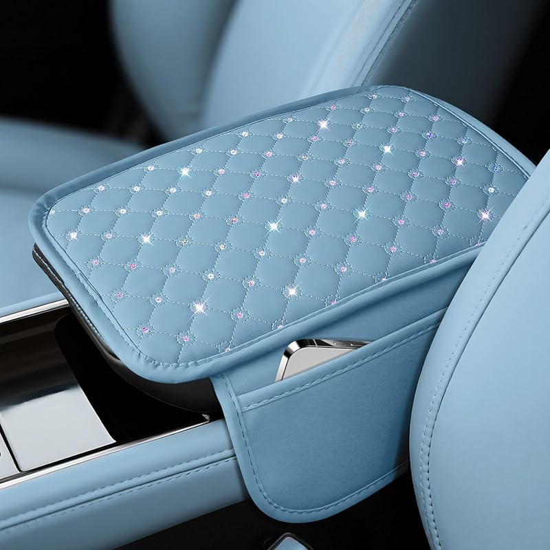 SINGARO Bling Center Console Arm Rest Cover For Car, Middle Console Armrest Storage Box Cover, Interior Bling Car Accessories For Women And Man Gifts