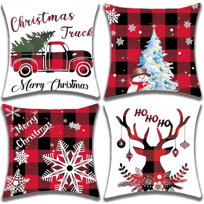 New Christmas Pillow 4 Combination Picture Pillow Cushion Pillowcase Home Office Pillowcase