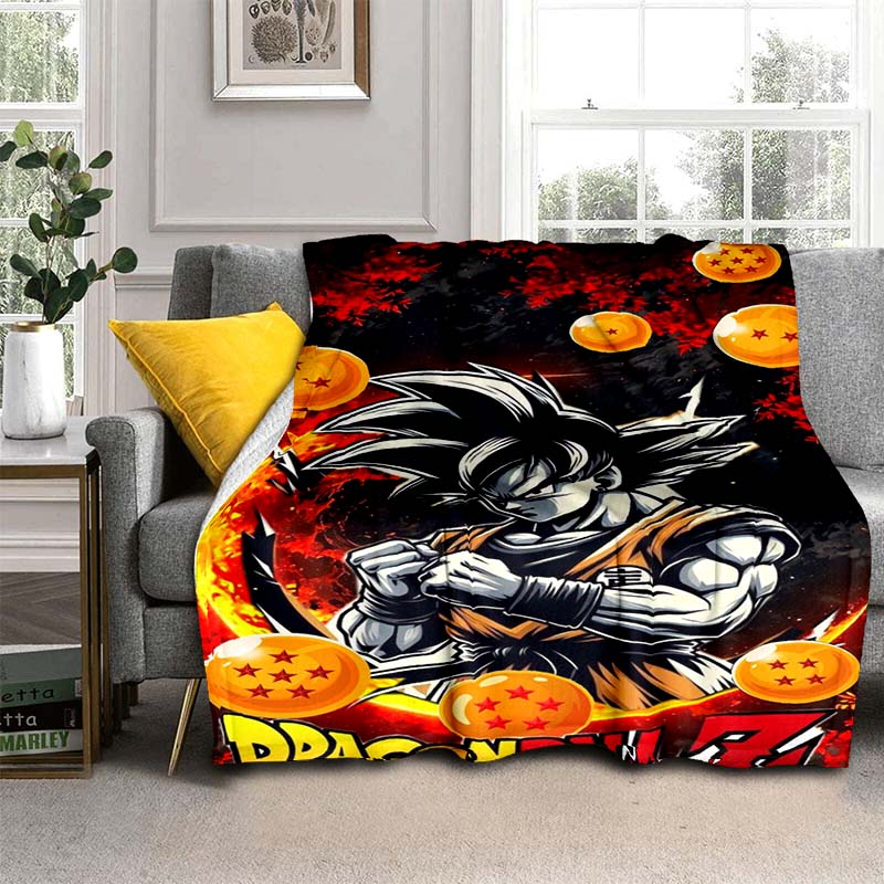 

The Son Goku cartoon blanket is made of warm and comfortable flannel fabric and is suitable for use in bedrooms, sofas, beds, 75x90cm