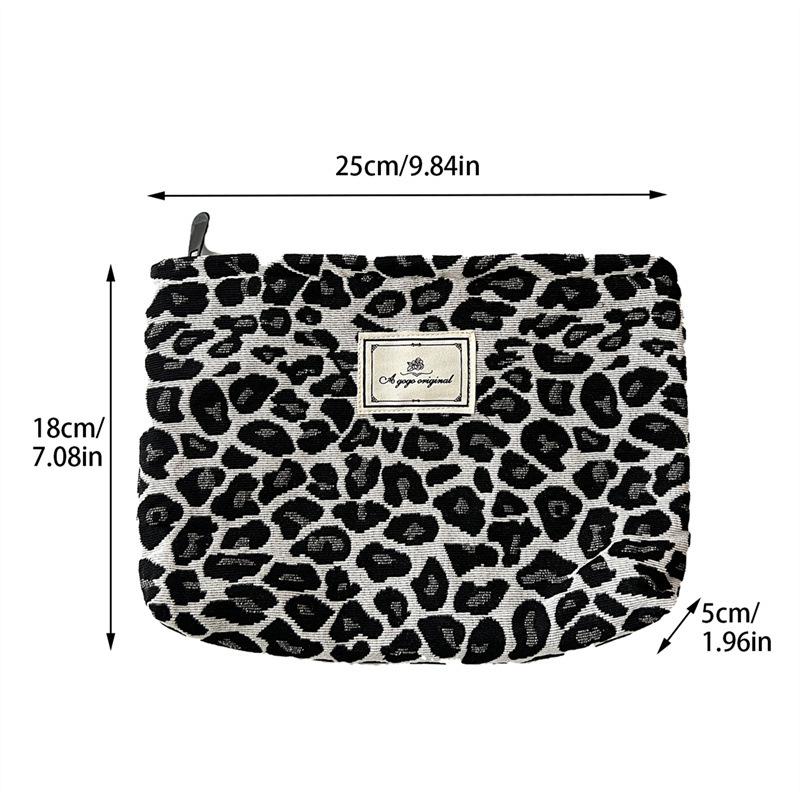 Leopard Print Travel Makeup Bag - Thick, Convenient, Handheld Toiletry Storage