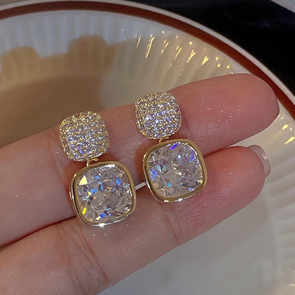 Rhinestone Drop Earrings for Women, Luxury Vintage Dangle Jewelry Zinc Alloy Bling Bling
