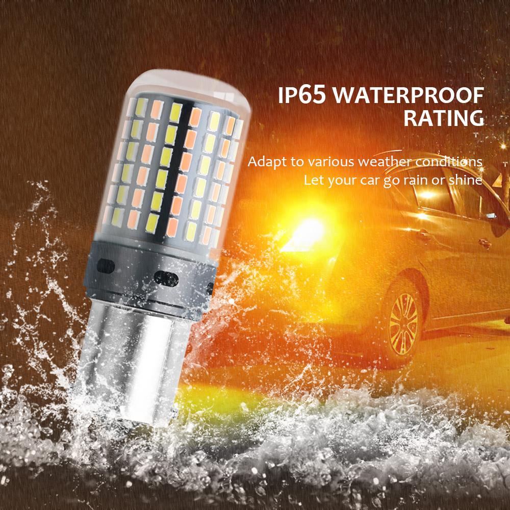 2X 1156 BA15S P21W 1156 BAU15S PY21W Led Canbus No Error 7440 W21W T20 3014 120SMD Car DRL Lamp Signal Light  White Yellow 12V