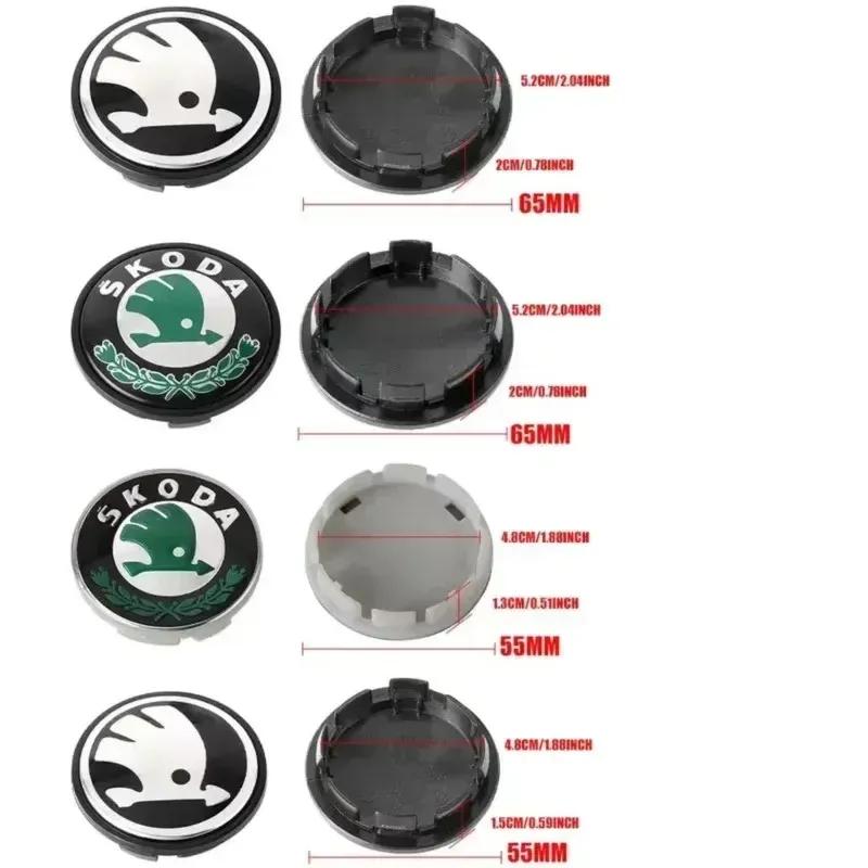 55/65MM Estilo de Carro Tampas Centrais de Roda Calotas Substituição Para Skoda Octavia Rapid Kodiaq Karoq Fabia Kamiq Superb Derivativ