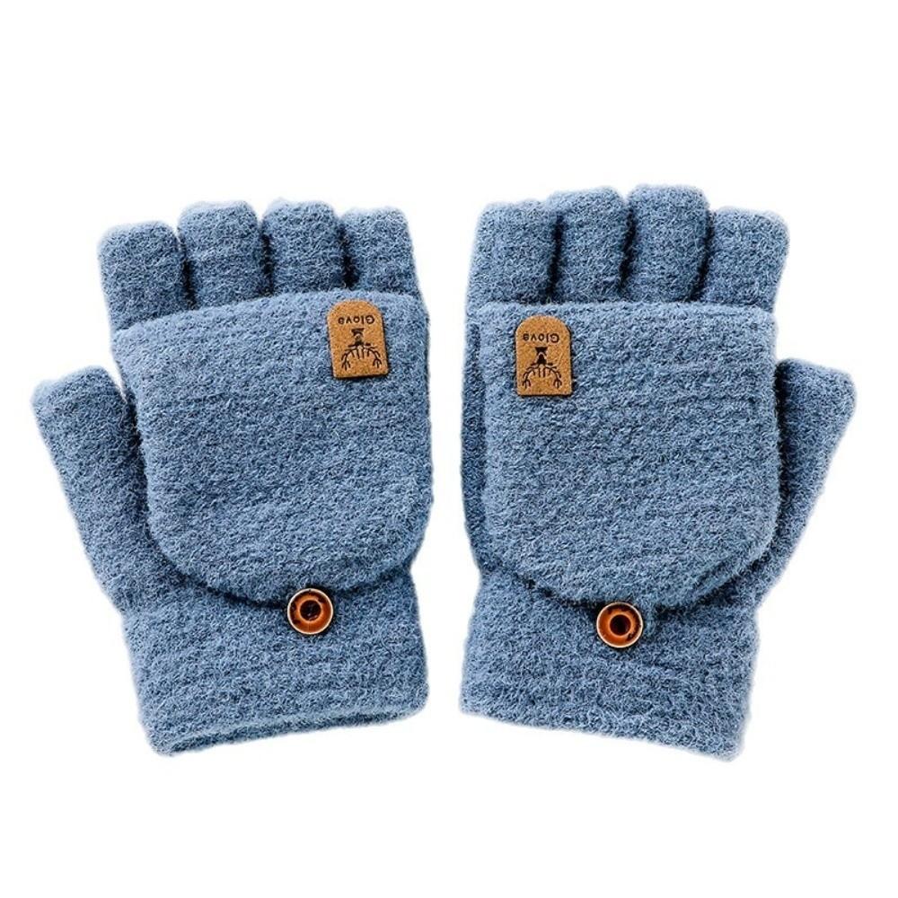 Warm Winter Knitted Gloves Thickened Writing Mittens Fashion Half Finger Mittens  for Men