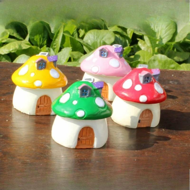 Mini Resin Moss Micro Landscape Decor Outdoor Fairy Miniature Garden Mushroom House Ornaments Handicraft Flower Pot Accessories