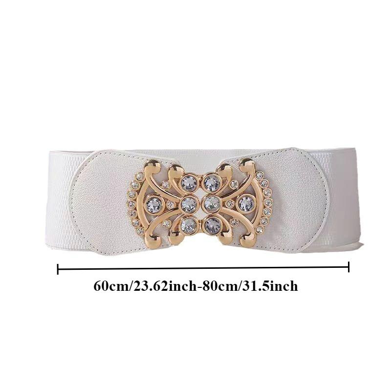 Fashionable and Minimalist Women’s Waist Belt  Everyday Casual Rhinestone Stretch Waist Belt Women’s Wide Leather Belts