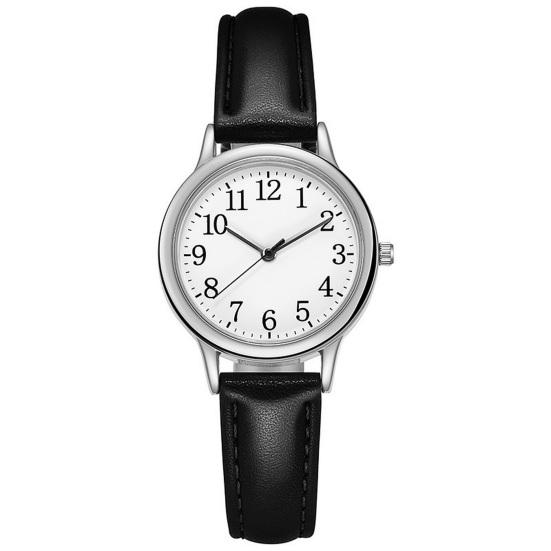 

Minimalist Women Quartz Watch Ladies Faux Leather Band Watch Large Arabic Numerals Analog Wristwatch for Daily Work School Dating