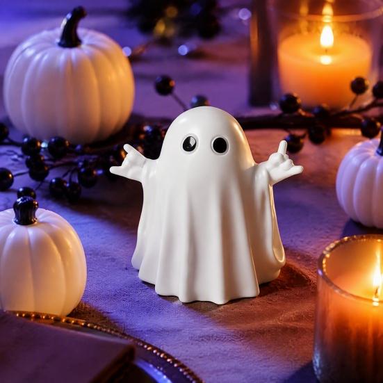 Halloween Gift for Kids Ghost Gnome Figurines, Resin Tabletop Decoration, Cute Party Supplies Statue, Decorative Ornaments Indoor Outdoor Home