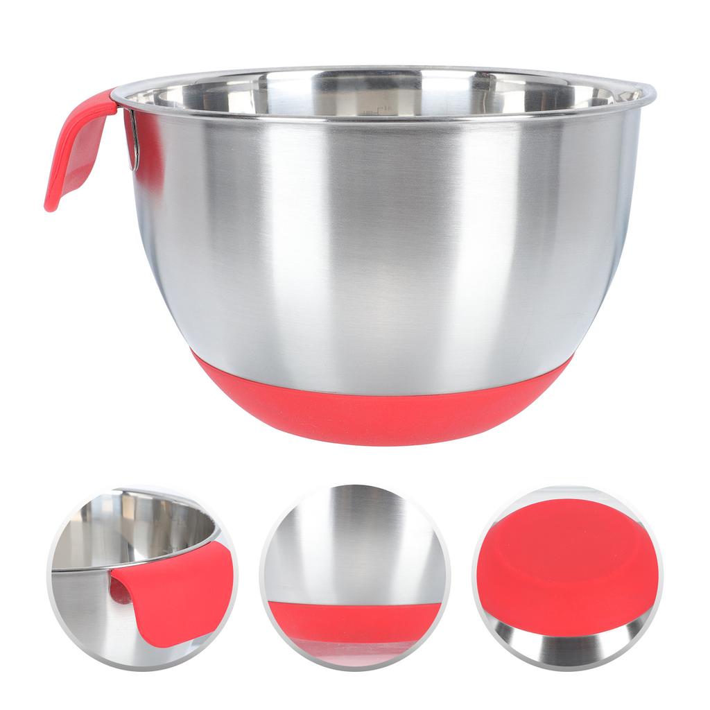 1Pcs Egg Mixing Bowl Silicone Stainless Steel Inclined Mouth Salad Basin Kitchen Storage Container Multipurpose Rice Pasta Soup